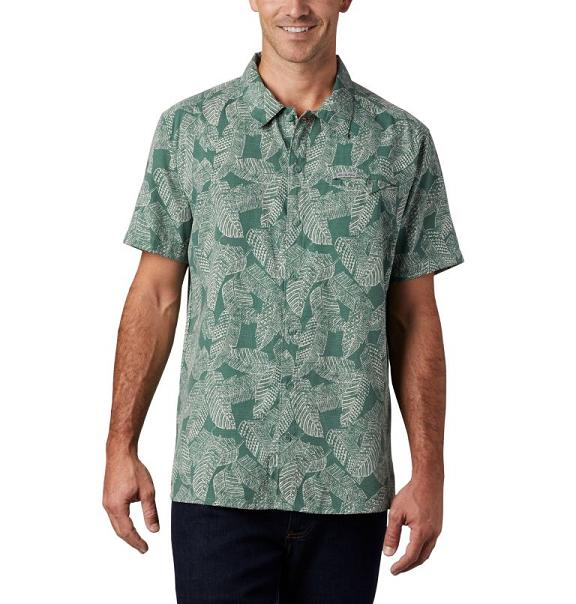 Columbia Lakeside Trail Shirts Green For Men's NZ91205 New Zealand